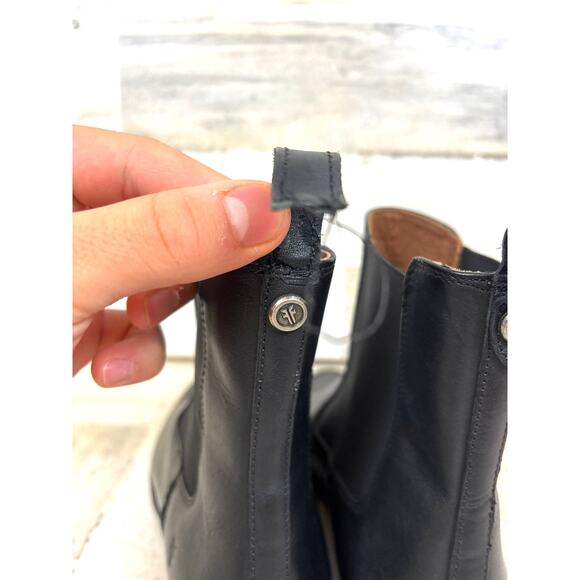 Frye Womens 12 Melissa Black Leather Slip On Lug Low Heel Chelsea Ankle Boots - Picture 5 of 9